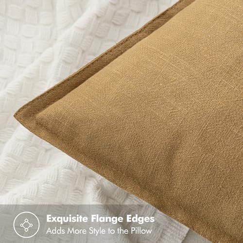 MIULEE Neutral Gold/Brown Boho Linen Pillow Covers 20x20 Inch Pack of 4 | Natural Decorative Throw Pillow Covers, Soft Farmhouse Couch Pillowcases, Modern Decors for Living Room Bed Sofa