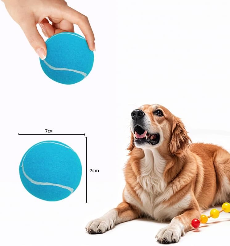 3-Pack Tennis Ball Dog Toys with Squeaker, Interactive Fetch Play for Pets 40 lbs and Over ，Training Balls for Indoor & Outdoor Exercise, 3.28-inch (Bule, 18PCS)