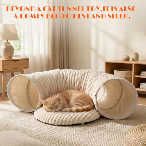 Cat Tunnel Bed with 12 Interactive Toys, Kitten Toys for Indoor Kittens