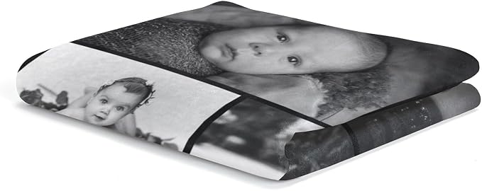 inkArts Custom Blanket with Photo, Personalized Blanket, Customized Photo Blankets, Customizable Picture Blankets, Personalized Photo Gifts for Women Men Mom Dad Baby Kid Family Pet