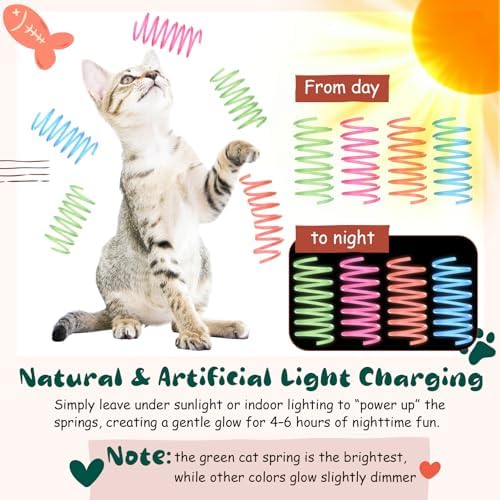 Sosation 200 Pcs Glow in The Dark Springs Cat Toys Kittens