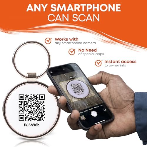 QR Code Dog Tag for Dogs & Cats – Smart Pet ID Tag – Scan to Contact Owner – No Subscription – Lost Pet Protection