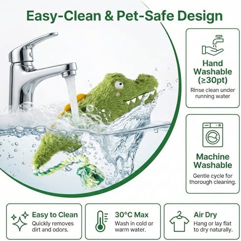 Squeaky Alligator Dog Toy Long Rope Tail for Small Medium Dogs, Durable Plush Chew Dogs Toys for Aggressive Chewers, Interactive Dog Toys for Boredom Relief and Comfort