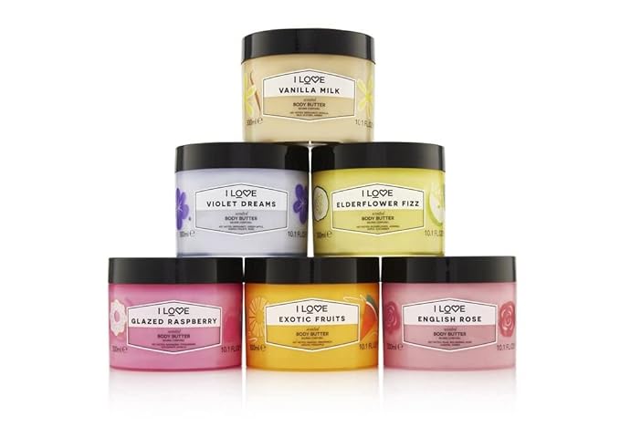 I Love English Rose Scented Body Butter - Hydrating Body Butter for Dry Skin - Vitamin E and Aloe Vera - Shea Butter and Coconut Oil - 10.1 oz (Pack of 3)
