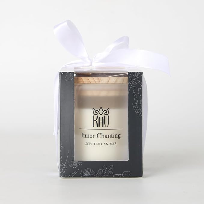 Scented Candles 150g – KAV Inner Chanting Scented Candle, Home Decor Natural Soy Wax Premium Candle for Women Men Gift, Fresh Tones and Elegant Look, Essential Oils (Rosemary, Cinnamon, Amber)