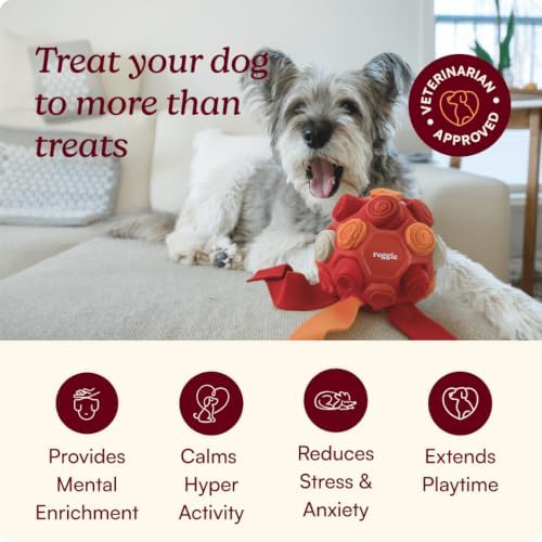 Reggie Snuffle Ball for Dogs | Interactive Treat Dispensing Dog Enrichment Toys | Reduces Boredom, Stress & Hyperactivity | Snuffle Toys for Dogs | Durable & Washable Dog Puzzle Toy I Red