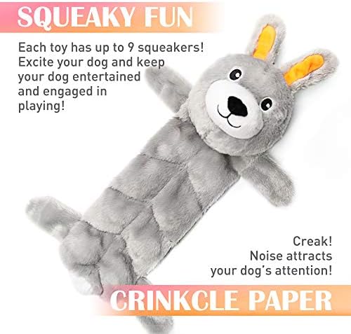 Nocciola 5 PCS Less Stuffing Dog Squeaky Toys for Aggressive Chewers, Durable Plush Dog Toy Set with Stuffed Head for Small to Large Dogs
