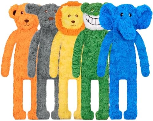 SHARLOVY No Stuffing Dog Toys 5 Pack, Crinkle Interactive Dogs Toy for Boredom, Puppy Toys for Teething to Keep Them Busy, Cute Squeaky Dogs Toy for Small, Medium, and Large Breed