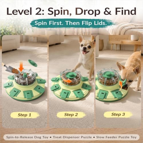 KADTC 2-Level Dog Puzzle Toys, Treat Dispenser & Slow Feeder for Small Dogs