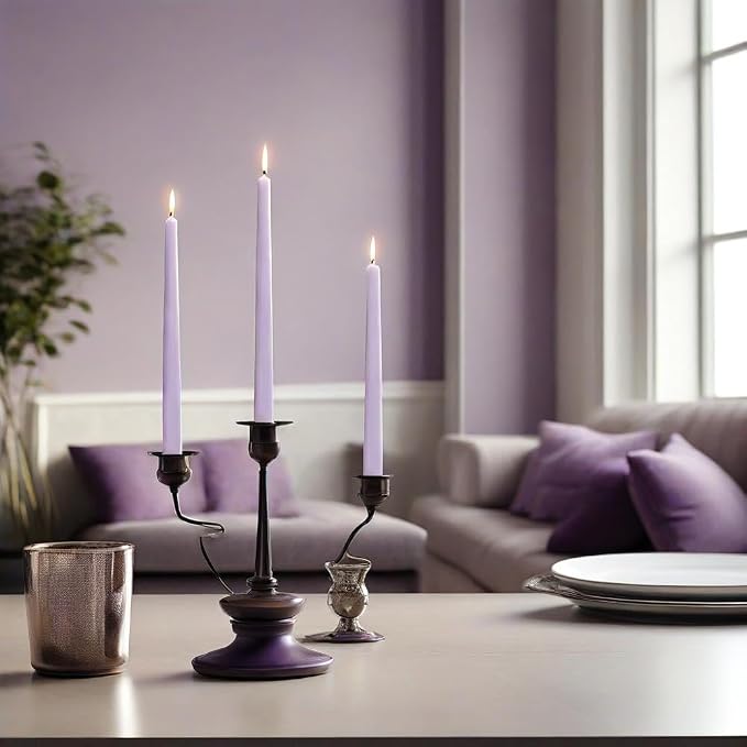 4 PCS Scented Taper Candles Purple 10 inch Long Candle Sticks Soothing Lavender Fragrance Smokeless Tapered Candle for Wedding Decor,Festival and Special Occasions