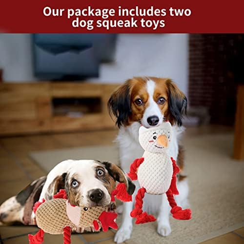 2 Pack Christmas Squeaky Plush Dog Toys for Small Medium Large Dogs, Durable and Indestructible Dog Toys,Stuffed Squeaky Toys for Dogs Puppy Toys Include Cute Snowman and Elk