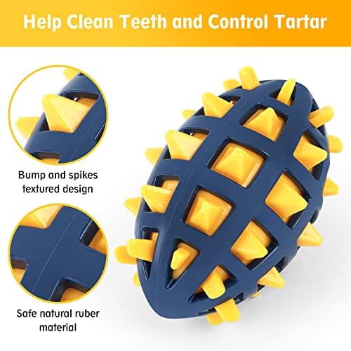 Dog Toy Ball, Dog Spiky Toy Ball with Squeaker, for Floating Chewing Fetching and Interactive Play (Yellow)