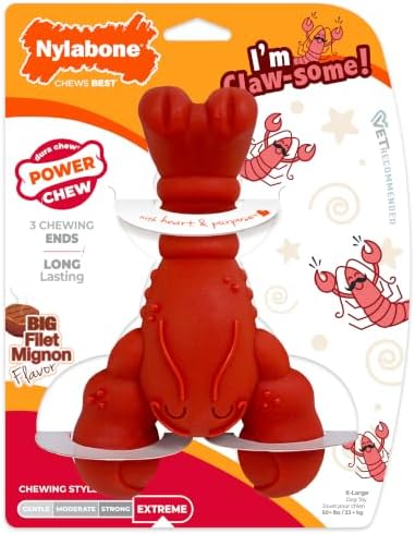 Nylabone Lobster Power Chew Toy for Dogs, Dog Toys for Aggressive Chewers