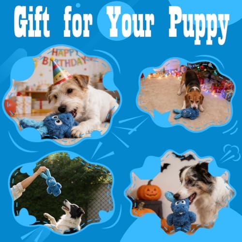 Donkey Squeaky Plush Dog Toy for Small Medium Large Dogs, Blue