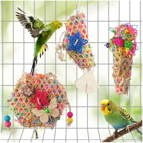 Bird Toys, Parakeet Foraging Toy, Hanging Chewing Toy, Bird Cage Accessories – Suitable for Cockatiels, Budgies, Lovebirds, Conures and Other Small Parrots