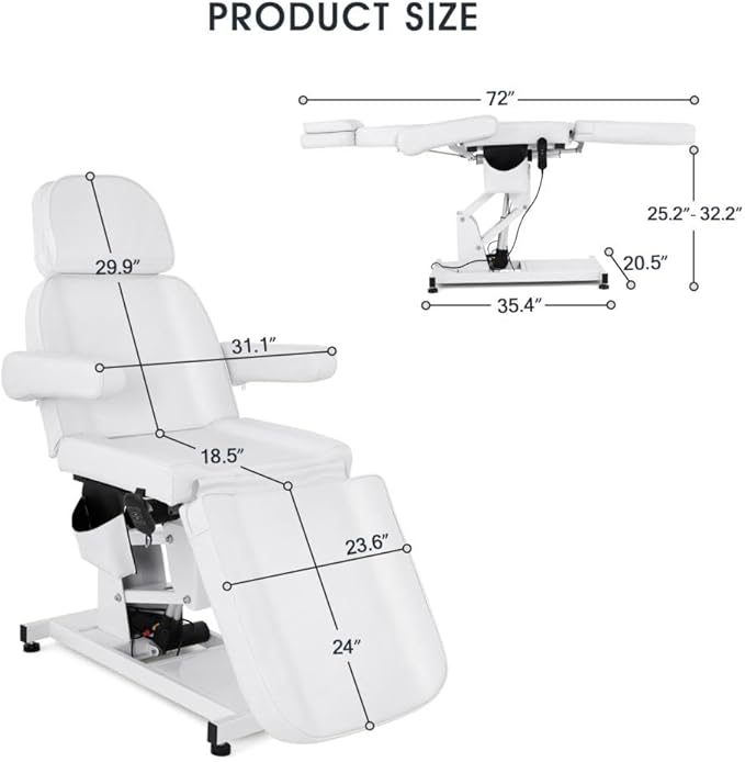 Artist hand 3 Motor Electrical Facial Bed for Esthetician 110V Massage Table Beauty Bed Medical Aesthetic Tattoo Chair with Rotatable Armrests