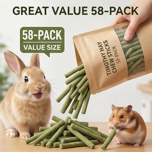 Timothy Hay Sticks 120 Pack Rabbit Chew Toys Guinea Pig Treats