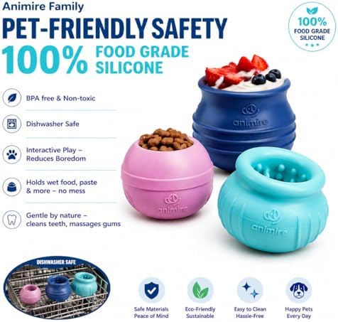 Wobbly Dog Enrichment Lick Toy, Stuffable Frozen Lick Bowl to Keep Dogs Busy, Long-Lasting Interactive Treat Dispensing Dog Toy, Silicone Fetch Catch Chew Toy(Rose,S)