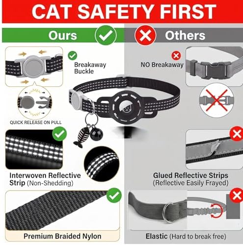 AirTag Cat Collar, Breakaway Reflective Adjustable Kitten Collar