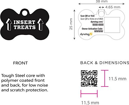 Dynotag® Web Enabled Super Pet ID Smart Tag with DynoIQ™ & Lifetime Recovery Service. Play Series: Bone (Insert Treats)