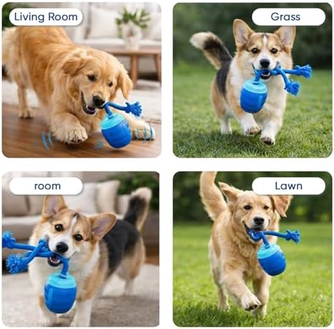Interactive Dog Toys, Pelota Interactiva Inteligente para Perros, Motion Activated Automatic Rolling Ball for Dogs with Music (Blue)