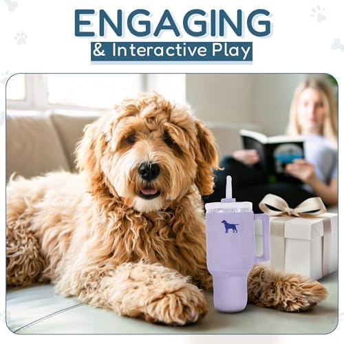 PUPROAR Pup Cup Tumbler Dog Toy, Cute Girl Dog Toys and Birthday Gift, Squeaky & Plush Puppy Present (Lavender Purple)