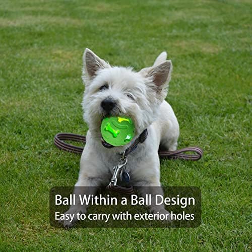 Leejec Dog Toys, 2.5" Interactive Light up Balls, for Medium & Small Breed