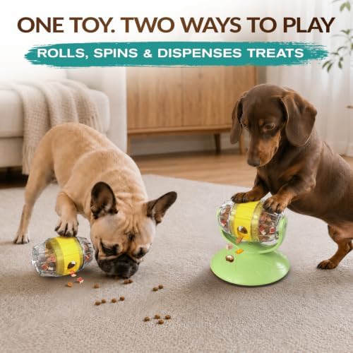 KADTC 2-in-1 Interactive Treat-Dispensing Ball Dog Puzzle & Enrichment Toy | MADE TO FIT SMALL BREEDS! - Adjustable difficulty slows rushed meals, fights boredom, and burns off energy through solo play.