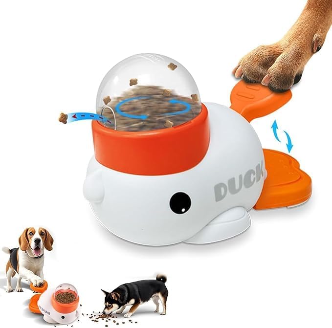 Duck Dog Treat Dispenser Toy, Interactive Slow Feeder Puzzle Toy | Duck design with interactive treat dispensing, slow feeding, and puzzle play to provide mental stimulation and reduce boredom