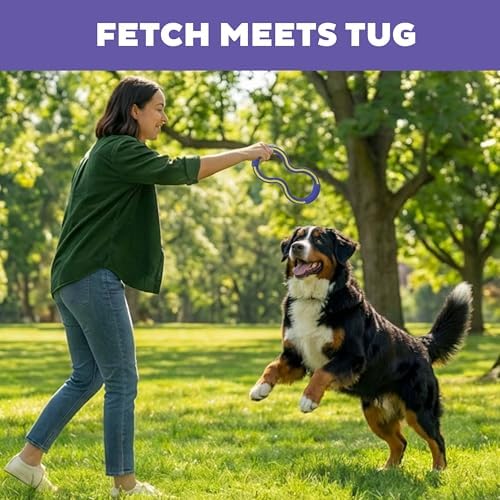Outward Hound FlyFetch Tug Dog Toy, Durable Rubber, Fetch & Tug-o-War, All Breeds, 10.9"