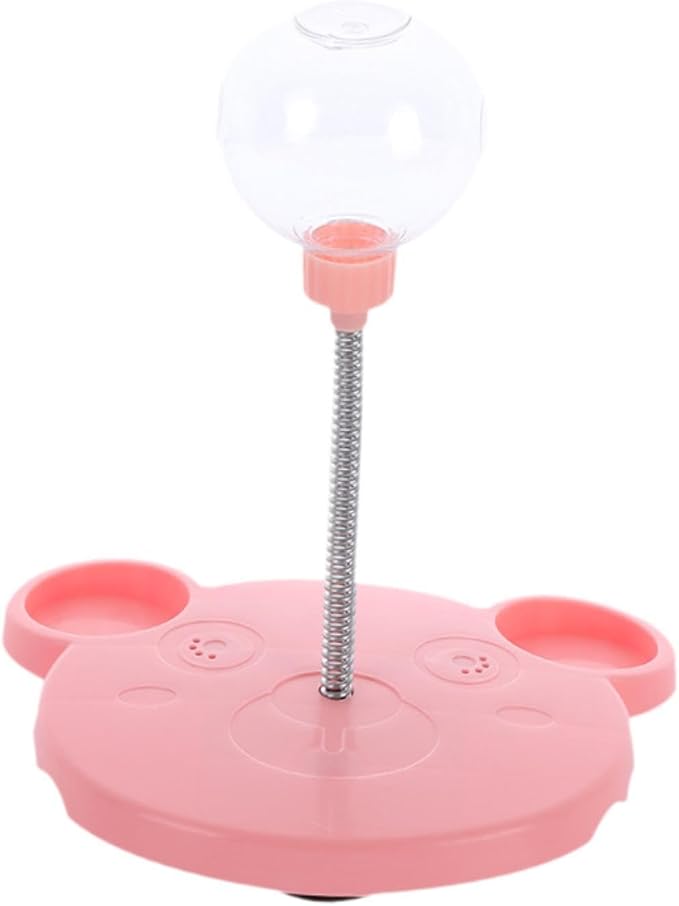 Dog Cat Slow Feeder Toy Kitten Treat Toy Leaking Food Training Ball Food Treat Dispenser Feeding Toy for Outdoor Kitten, Bear, Pink
