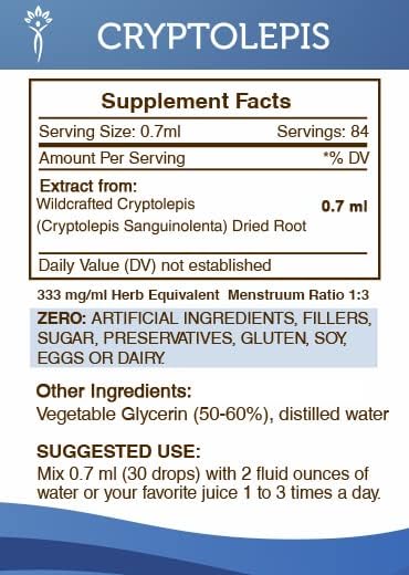 Secrets of the Tribe Cryptolepis Tincture Alcohol-Free Extract, High-Potency Herbal Drops, Tincture Made from Wildcrafted Cryptolepis Sanguinolenta 2 oz