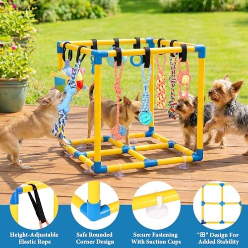 WLLEYAY Puppy Play Gym for Small Dogs 10 Hanging Toys,Interactive Dog Toys