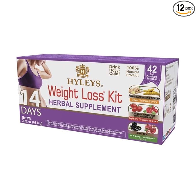 HYLEYS 14 Day Weight Loss Tea – 42 Tea Bags (12 Pack - 504 Tea Bags Total) – Garcinia Cambogia, Matcha Green Tea, Senna & Natural Flavors – Supports Weight Loss, Digestion & Metabolism