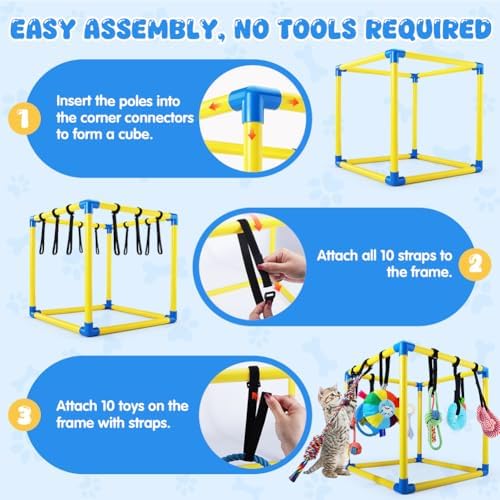 Puppy-Play-Gym for Small Dogs with 10 Dog Toys,19.5" Indoor-Jungle-Play-Gym