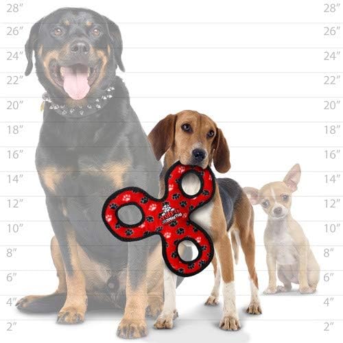 TUFFY® : 2 Pack 3Way Tug Dog Toy: Ultra Durable Plush Toy with Multiple Layers & Reinforced Seams, Washable and Floats, Original Construction