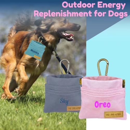 Personalized Dog Treat Pouch for Leash with Name Logo Portable Treat Pouches for Pet Training Dog Hand Free Training Pouch Pet Dog Food Dispenser for Travel or Outdoor Use