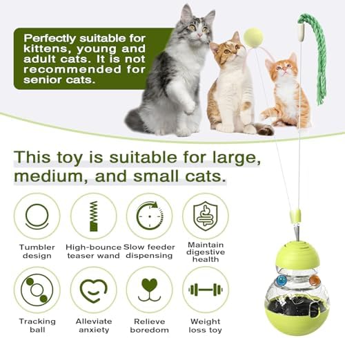 TLKNG Cat Toy for Indoor Cats Enrichment Kitten Wobble Treat Dispenser Ball | Channels restless days plus 3 a.m. zoomies into rewarding hunt action, easing boredom while pacing snacks, keeping paws busy!