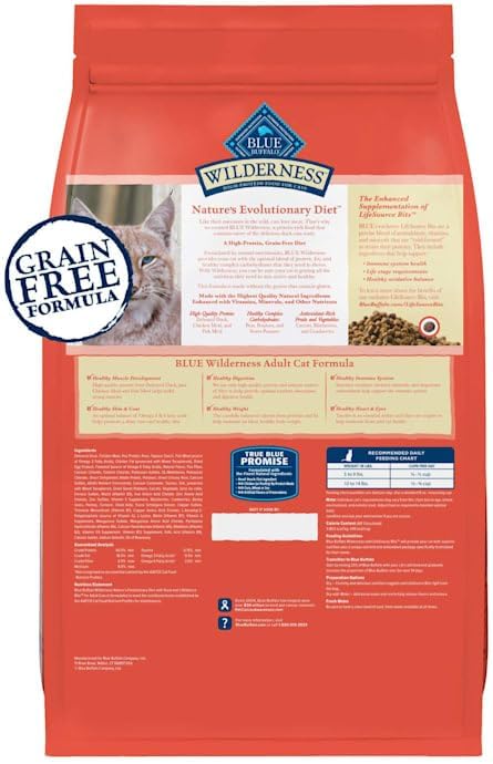 Blue Buffalo Wilderness High-Protein, Grain-Free Weight and Hairball Control Chicken Natural Dry Food for Adult Cats, 4 lbs.
