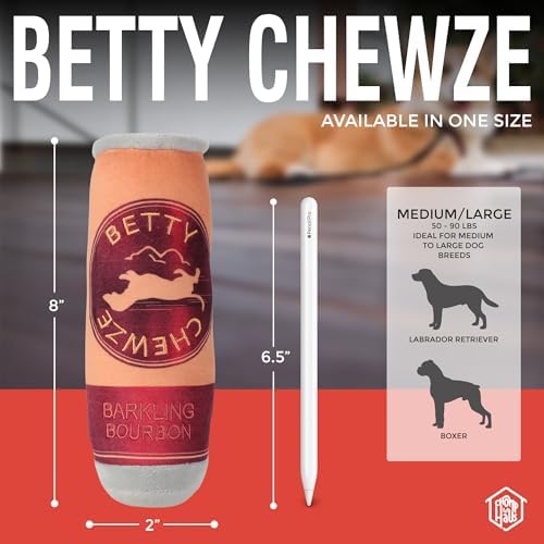 Betty Chewze – Luxurious Parody Plush Dog Toy with Squeaker, Premium Fabric, Embroidered Details, Designer-Inspired Chew Toy, Fun Gift for Medium Dogs & Dog Lovers