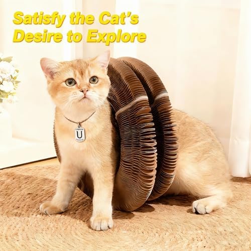Kitty Kurls Magic Organ Cardboard Cat Scratcher Toy with 2 Balls, Brown