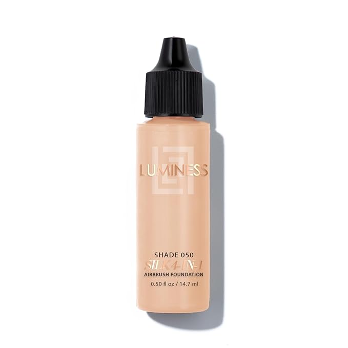Luminess Air Silk4-In-1 Airbrush Foundation- Foundation, Shade 050 (.5 Fl Oz) - Sheer to MediumCoverage - Anti-Aging Formula Hydrates and Moisturizes - Professional Makeup Kit for Cordless Air Brush