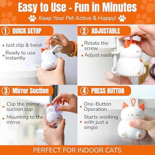 Indira Interactive Cat Toy – Automatic Moving Cat Toy with Birds & Ball, Cat Toys for Bored Indoor Adult Cats, Stimulating Cat Toys, Cat Interactive Toys for Indoor Cats Rechargeable
