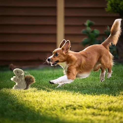 Vaulted Skulls & Co Squirrel Dog Toy w/Squeaker | Realistic Animal Plush Squirrels Dogs Toys | Stuffed Squeaky Squirrel Toy for Pets (2)