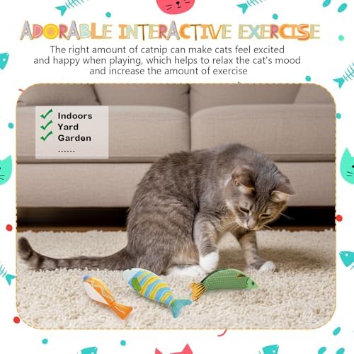 6 Pack Christmas Catnip Cat Toys, Saury Shape