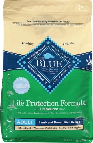 Blue Buffalo Life Protection Formula Lamb Adult Dry Dog Food, 5 lb | Real Lamb #1 Ingredient, Supports Immunity with Antioxidant-Rich LifeSource Bits, Promotes Healthy Muscle Development