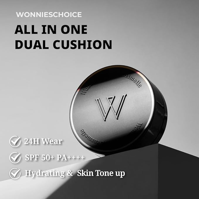 Wonnie's Choice All in one Dual Cushion, Finish For All type Coverage SPF50+ PA++++ (All tyype Skin, Oily, Combination Skin)