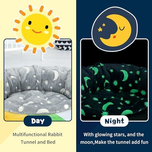 BWOGUE Bunny Tunnel Bed, 2-in-1 Collapsible Rabbit Tunnel Hideout with Mat