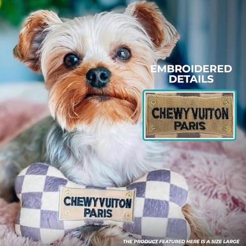 Haute Diggity Dog Chewy Vuiton Bone Plush Dog Toy, Designer Parody Toy