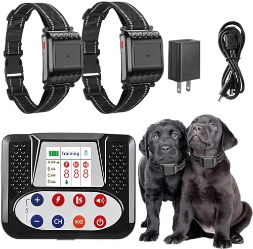 Electric Wireless Dog Fence Pet Boundary Containment System, Waterproof Training Collar Receiver, Vibration & Shock, Accurate 2.4G Signal, Safe Effective, 3 Modes for Stubborn Dogs,for2dogs
